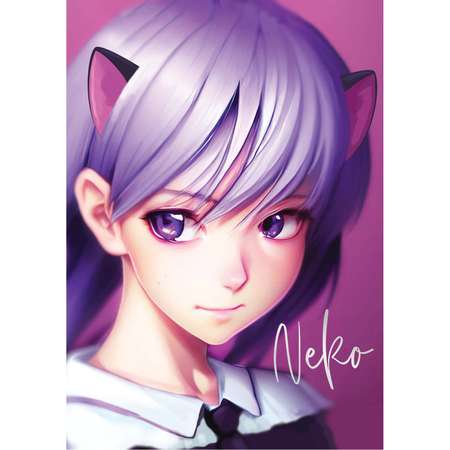 Тетрадь Meshu 40л А5 клетка Neko матовая ламинация тиснение фольгой ЕВРО MS_49798