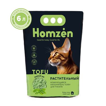 Наполнитель для кошачьего туалета Homzen Tofu Зеленый чай комкующийся 6л