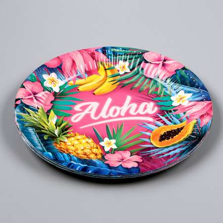 Тарелка Страна карнавалия бумажная «Алоха» 18 см набор 6 штук