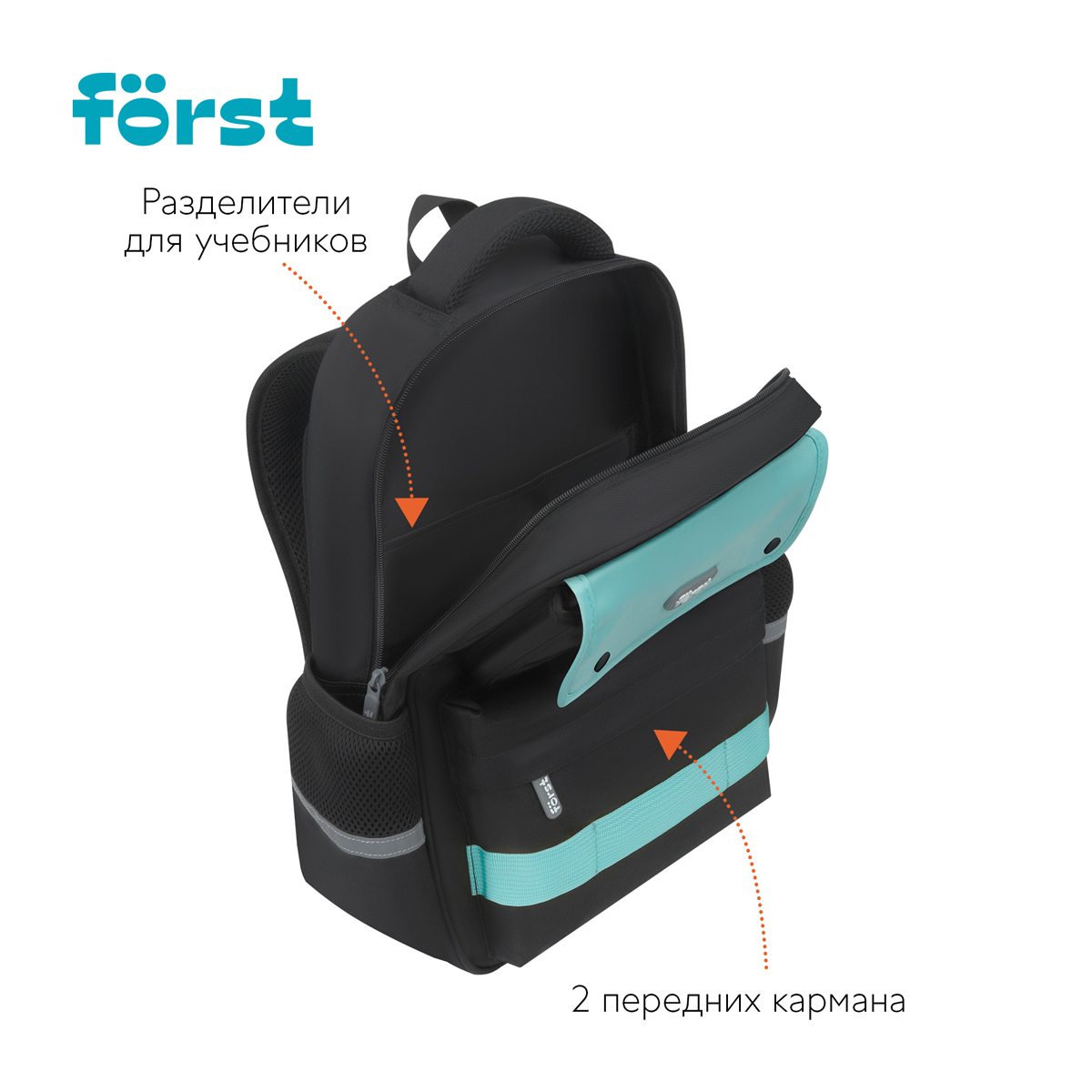 Рюкзак Forst F-Color Mint 39,5*28,5*14см 1 отделение 4 кармана уплотненная спинка - фото 7