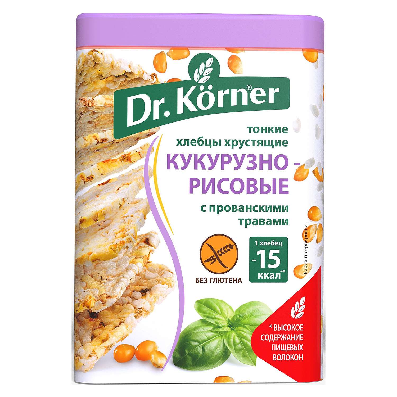 Хлебцы Dr. Korner кукурузно-рисовые с прованскими травами без глютена 100г - фото 1