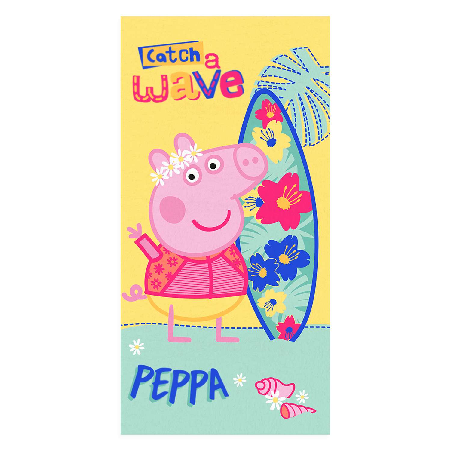Махровое полотенце Peppa Pig Свинка Пепа Серфер 60х120 м1179 M - фото 1