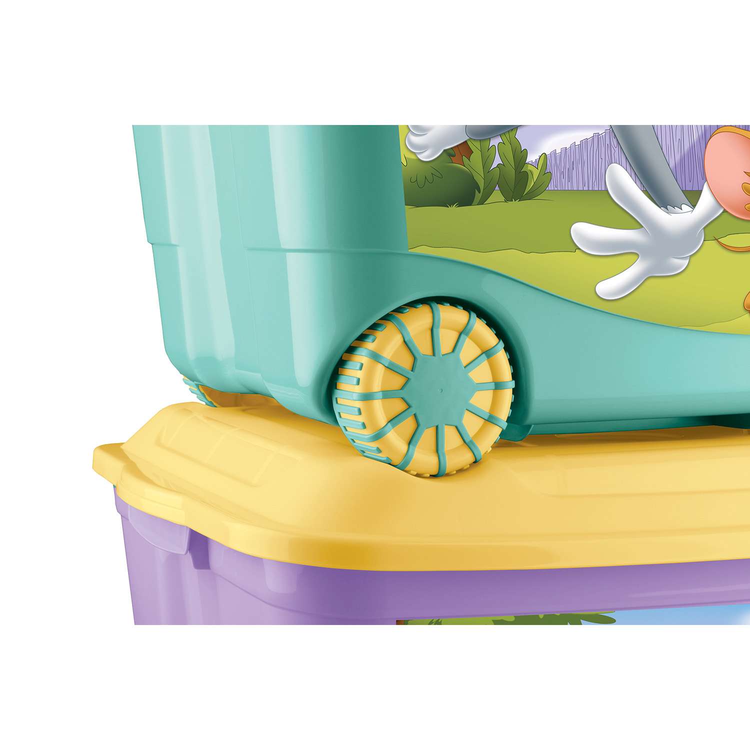 Ящик для игрушек Пластишка Tom and Jerry на колесах с аппликацией Бирюзовый - фото 5