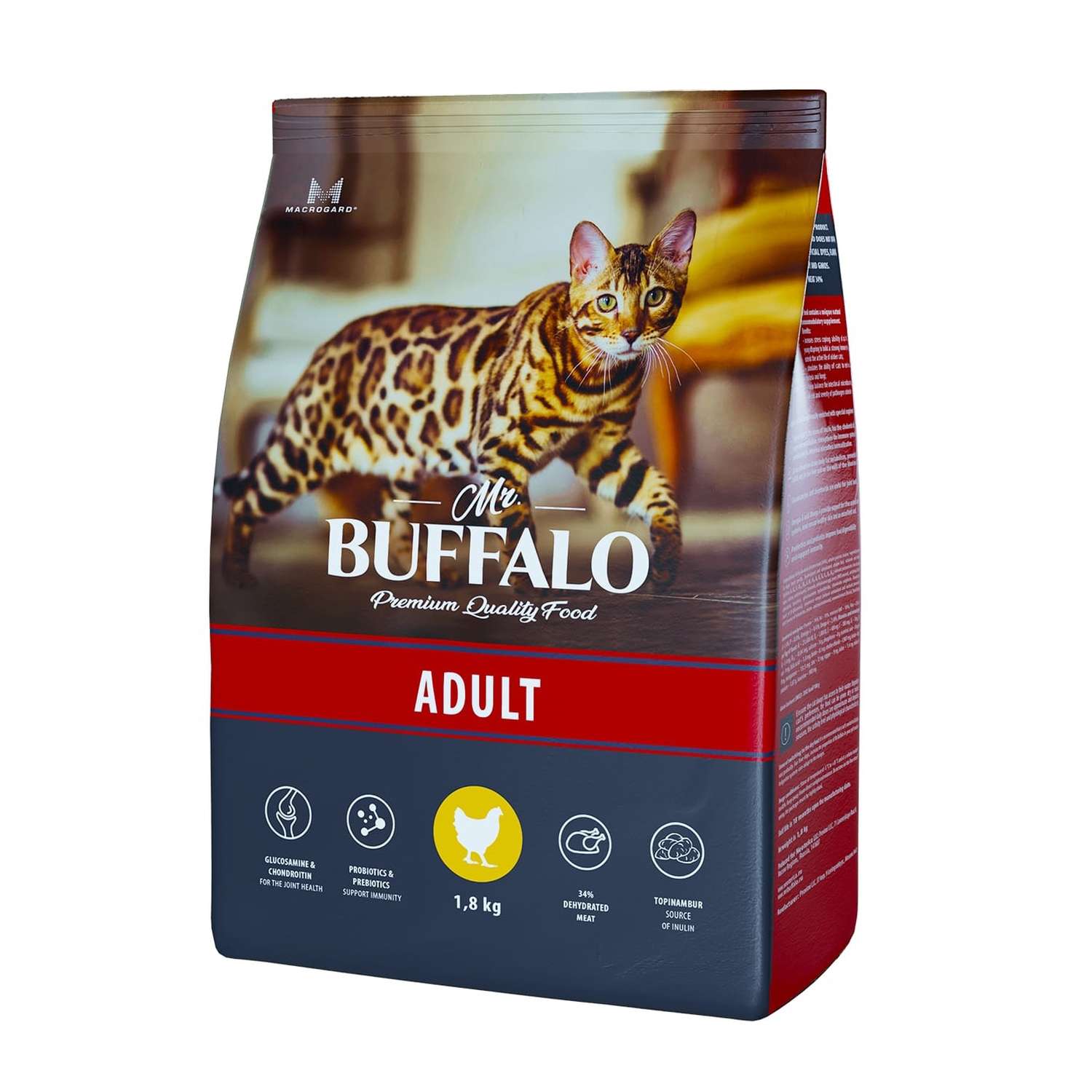 Корм для взрослых кошек Mr.Buffalo Adult с курицей сухой 1.8кг - фото 1