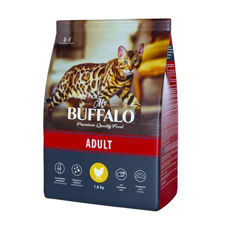 Корм для взрослых кошек Mr.Buffalo Adult с курицей сухой 1.8кг