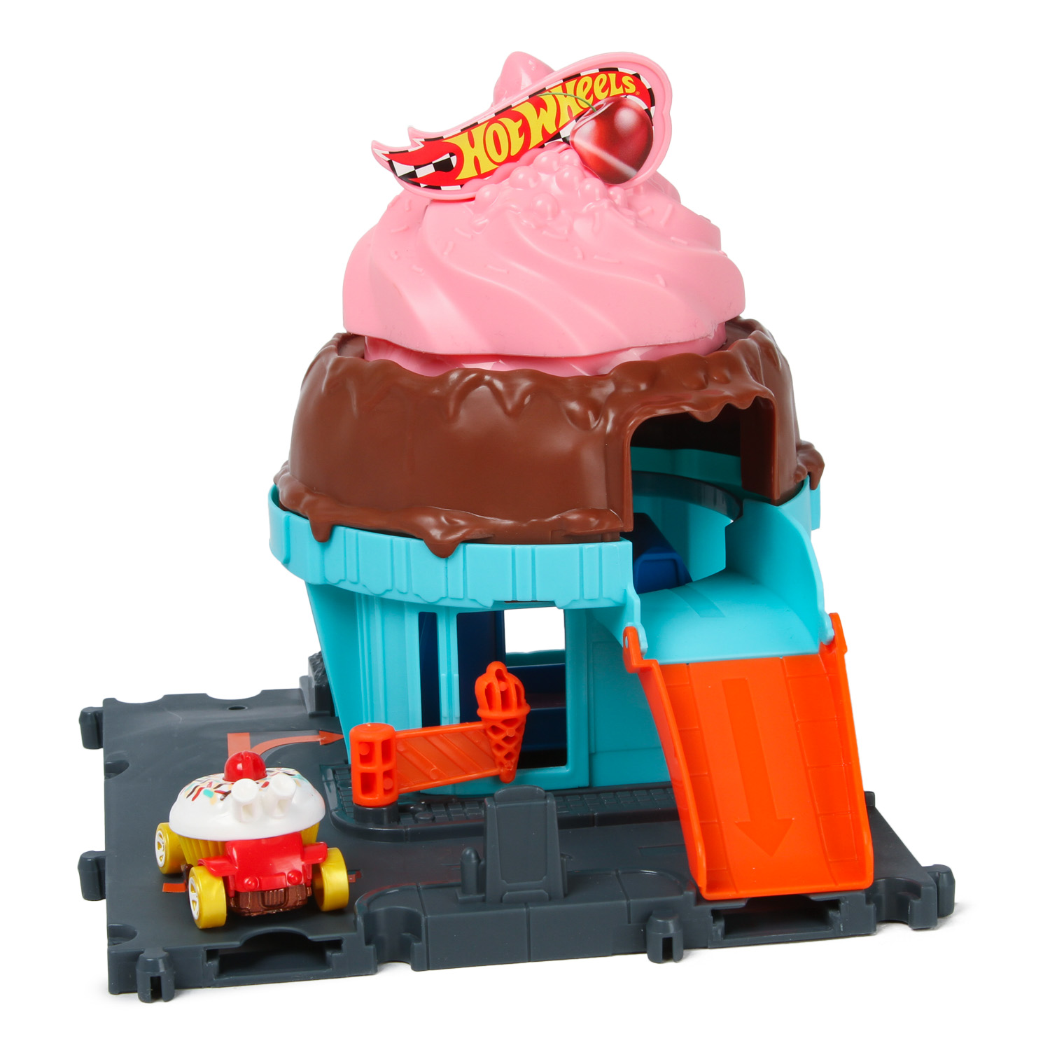 Трек Hot Wheels City Downtown Ice Cream Swir с лифтом HDR24 - фото 1