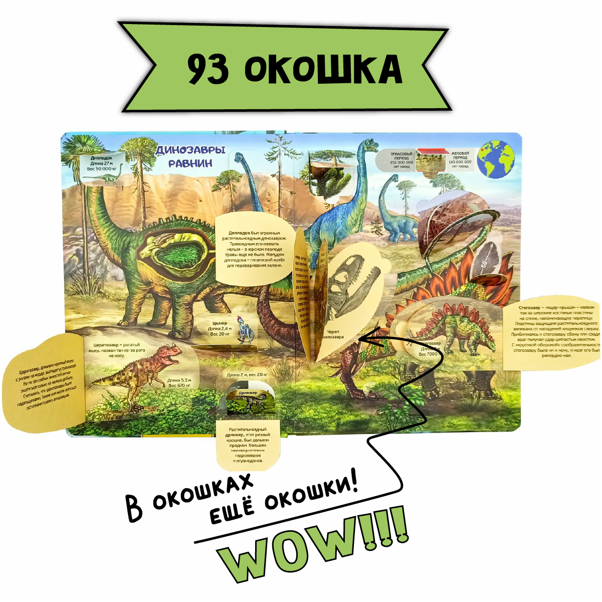 Книга BimBiMon Детская энциклопедия с окошками Динозавры - фото 5