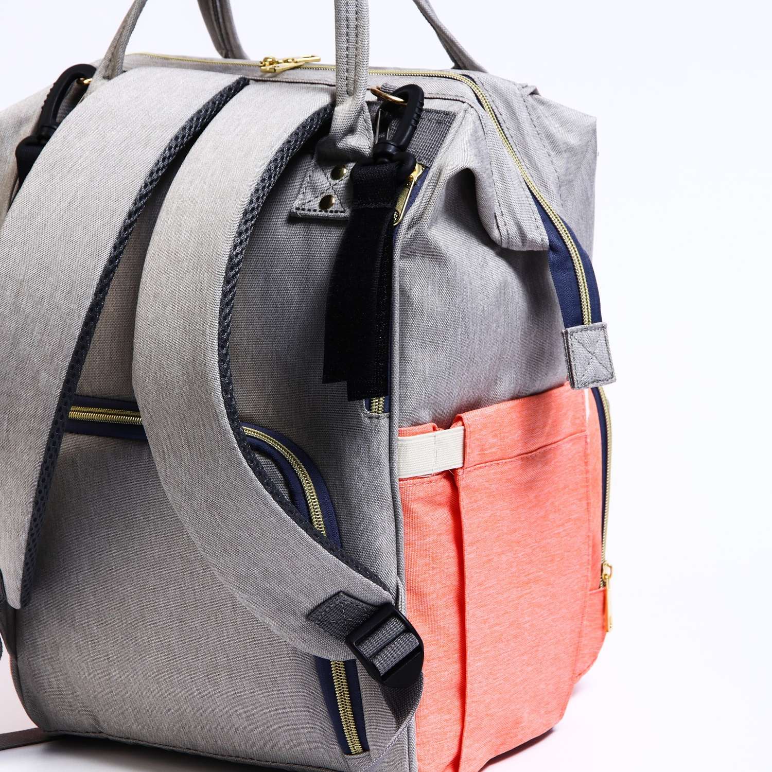 Сумка-рюкзак Sima-Land для хранения вещей малыша цвет серый/розовый - фото 6
