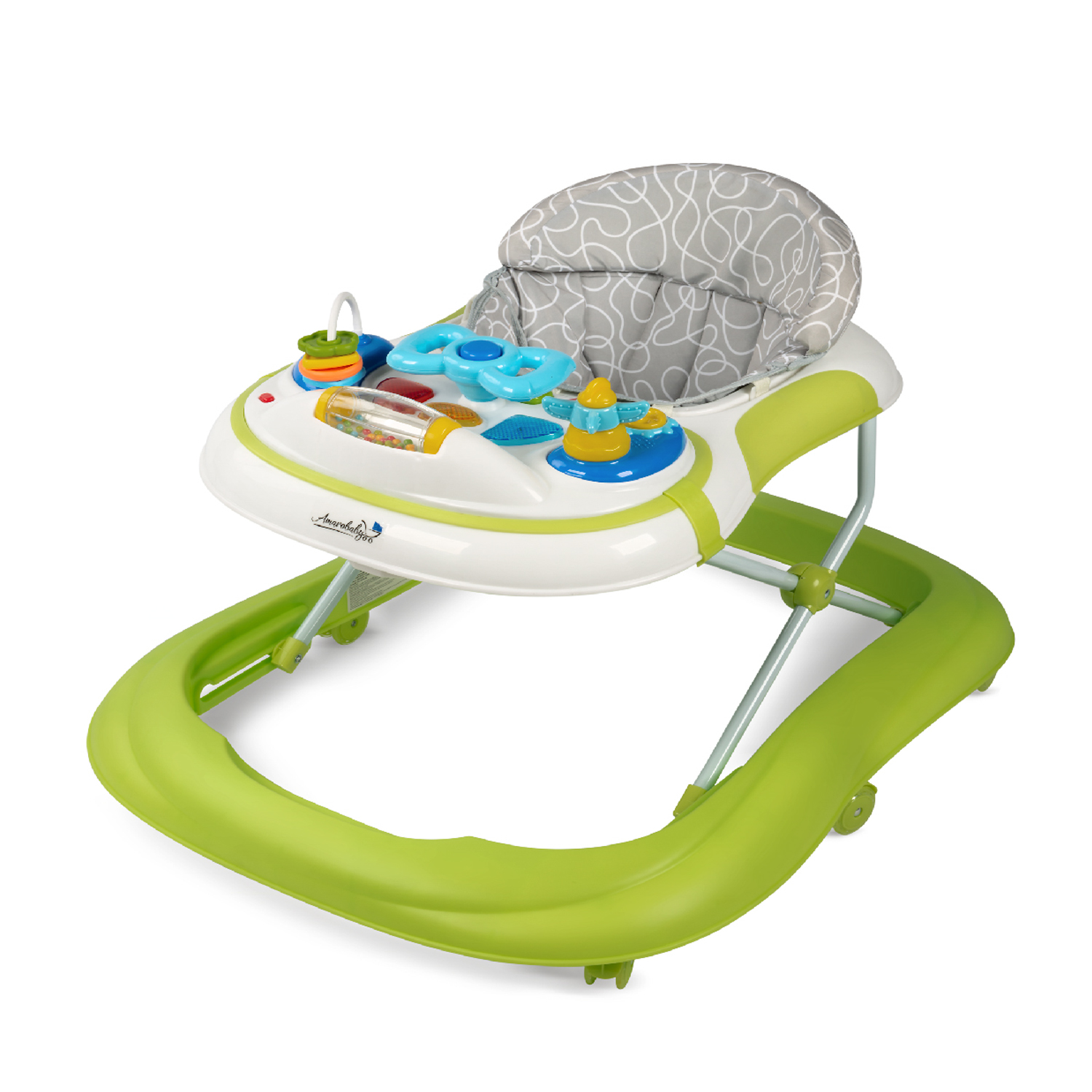 Ходунки детские AmaroBaby с электронной игровой панелью AMAROBABY Strolling Baby GREEN зеленый - фото 1