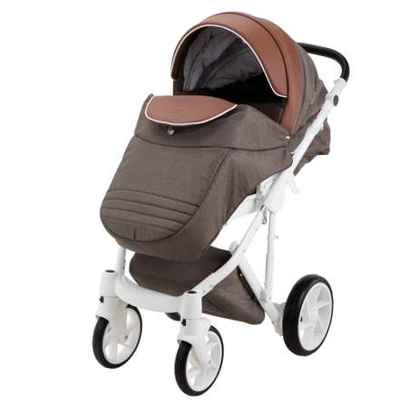 Коляска 3в1 BeBe-mobile Marconi 50% кожа BE25 Шоколадный Len+Шоколадная кожа