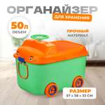 Ящик для хранения игрушек Solmax контейнер на колесиках 54х41.5х38 см зеленый