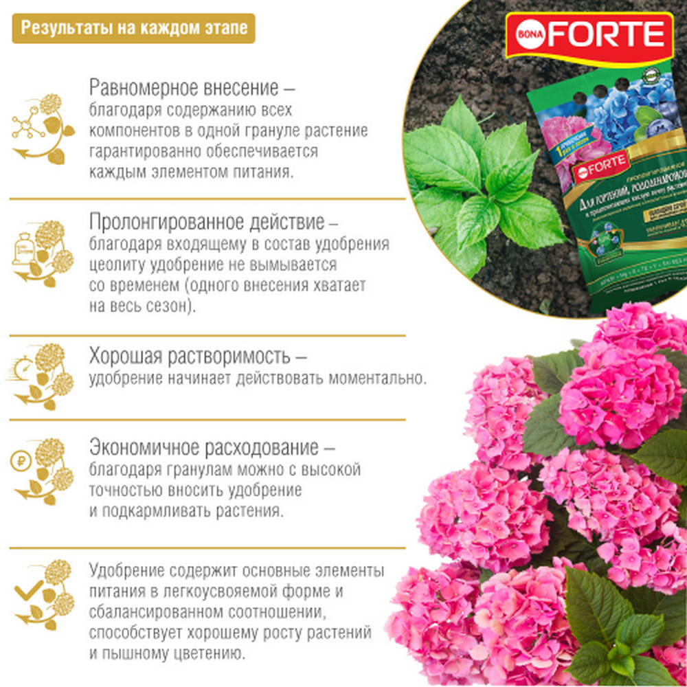 Удобрение Bona Forte для гортензий рододендронов и других кустарников с биодоступным кремнием 2.5 кг - фото 5