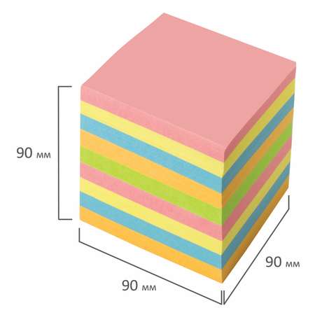 Блок бумажный Brauberg для записей и заметок проклеенный куб 9х9х9 см цветной