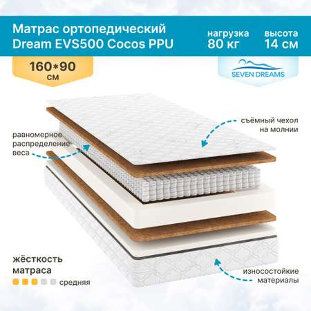 Матрас детский SEVEN DREAMS Dream EVS500 Cocos PPU 160 на 90 см