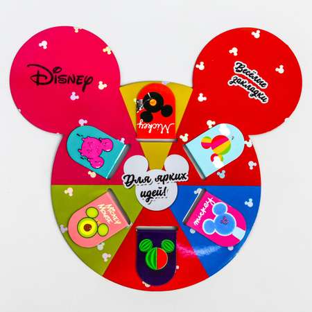 Открытка Disney с магнитными закладками «Для ярких идей» Мики маус 6 шт
