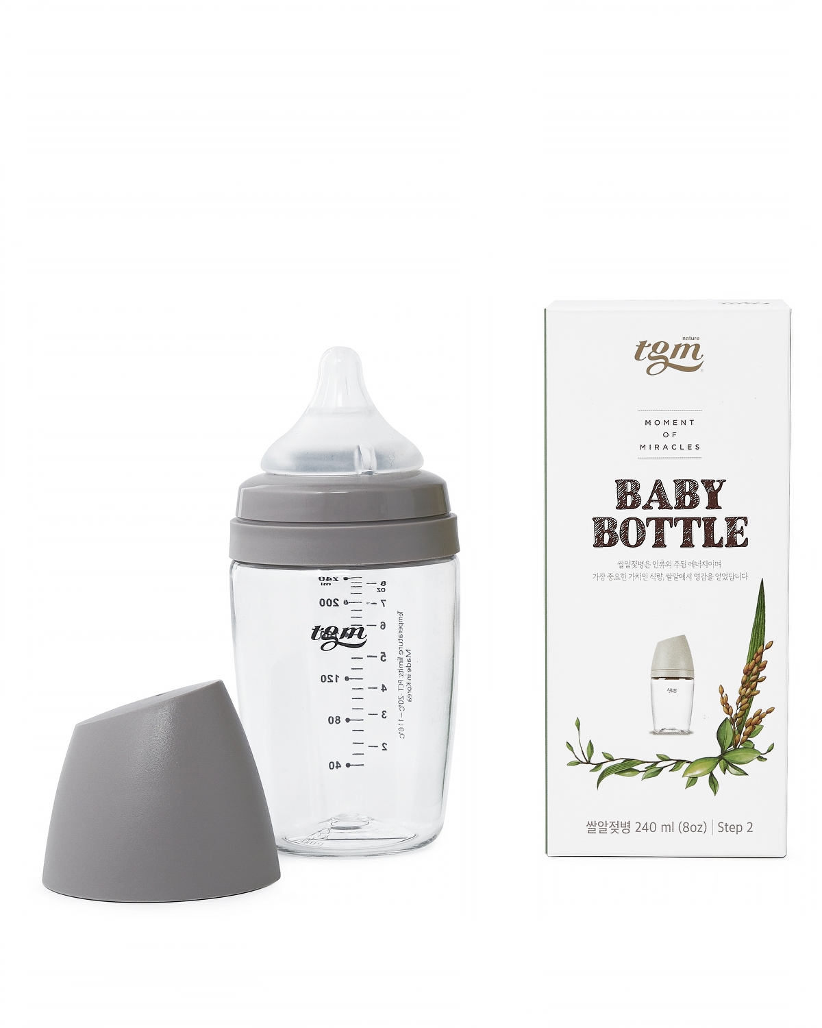 Бутылочка для кормления TGM The Good Mother Rice Grain Tritan антиколиковая 240 мл warm grey - фото 8