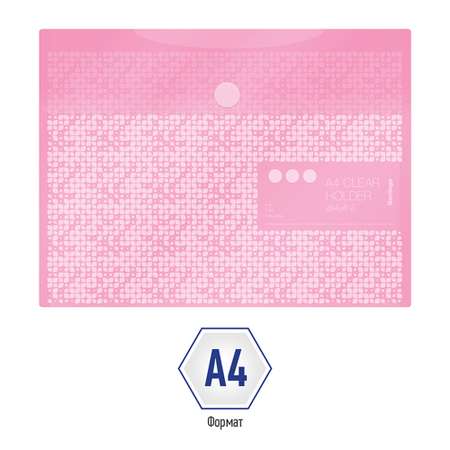 Папка-конверт на липучке BERLINGO Starlight S А4 180мкм пастель розовая набор 10 шт