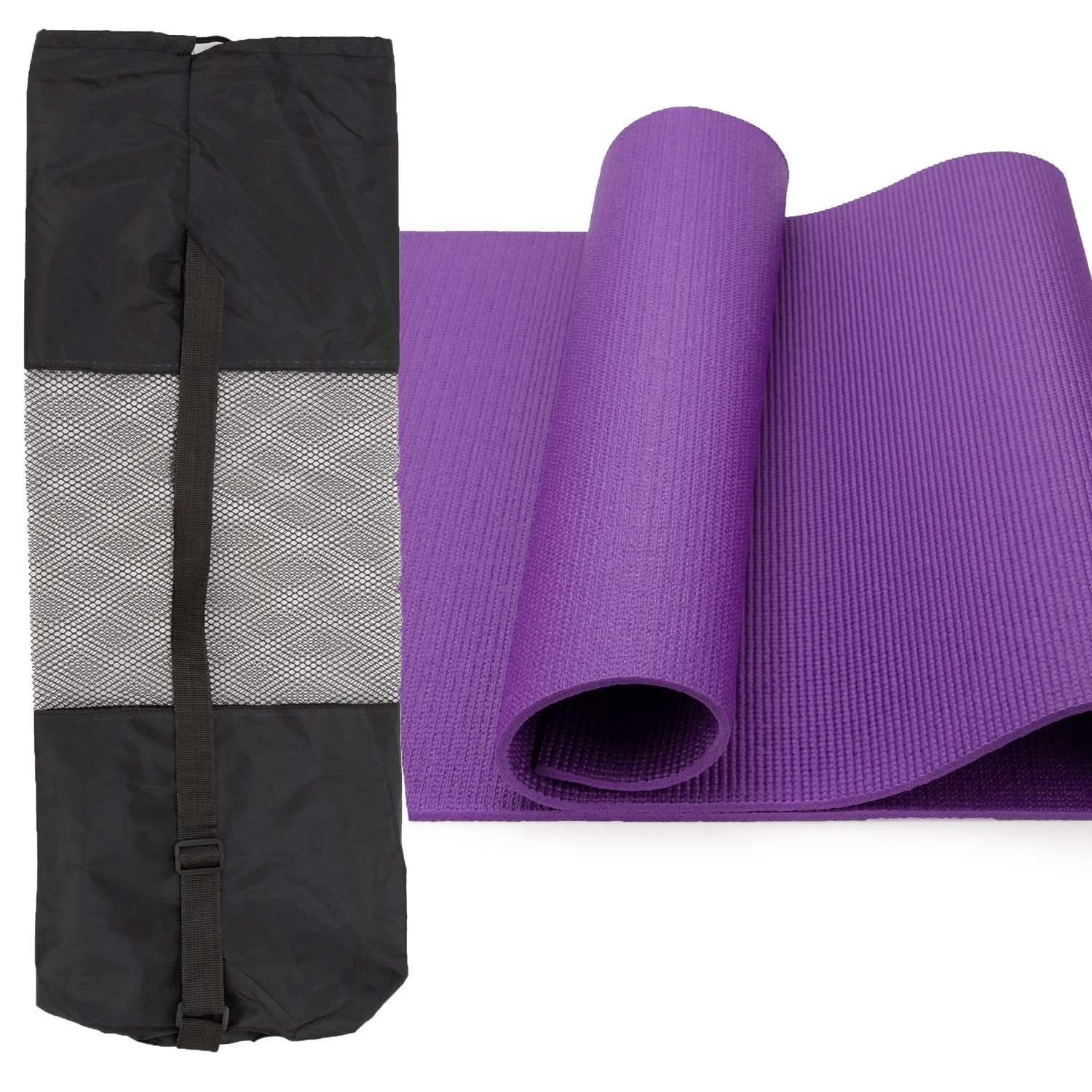 Коврик для йоги SXRide Коврик для йоги 173х61х0.6 см фиолетовый с сумкой - фото 1