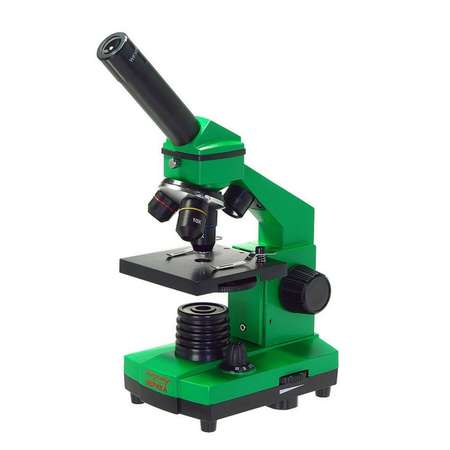 Микроскоп школьный Микромед Эврика 40х-400х Лайм в кейсе с лабораторией и книгой об опытах