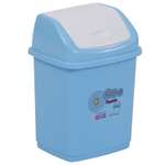 Контейнер для мусора elfplast Ромашка с перекидным верхом голубой белый 1.5 л