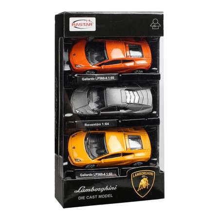 Набор машинок Rastar Lamborghini 1:60 1:64 Жёлтая/Оранжевая/Серая