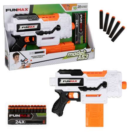 Бластер FunMax 1TOY A53 электрический обойма 12 выстрелов и 24 снаряда