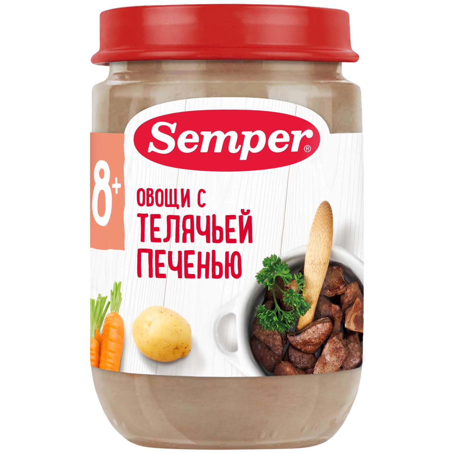 Пюре Semper овощи-телячья печень 190г с 8месяцев - фото 1