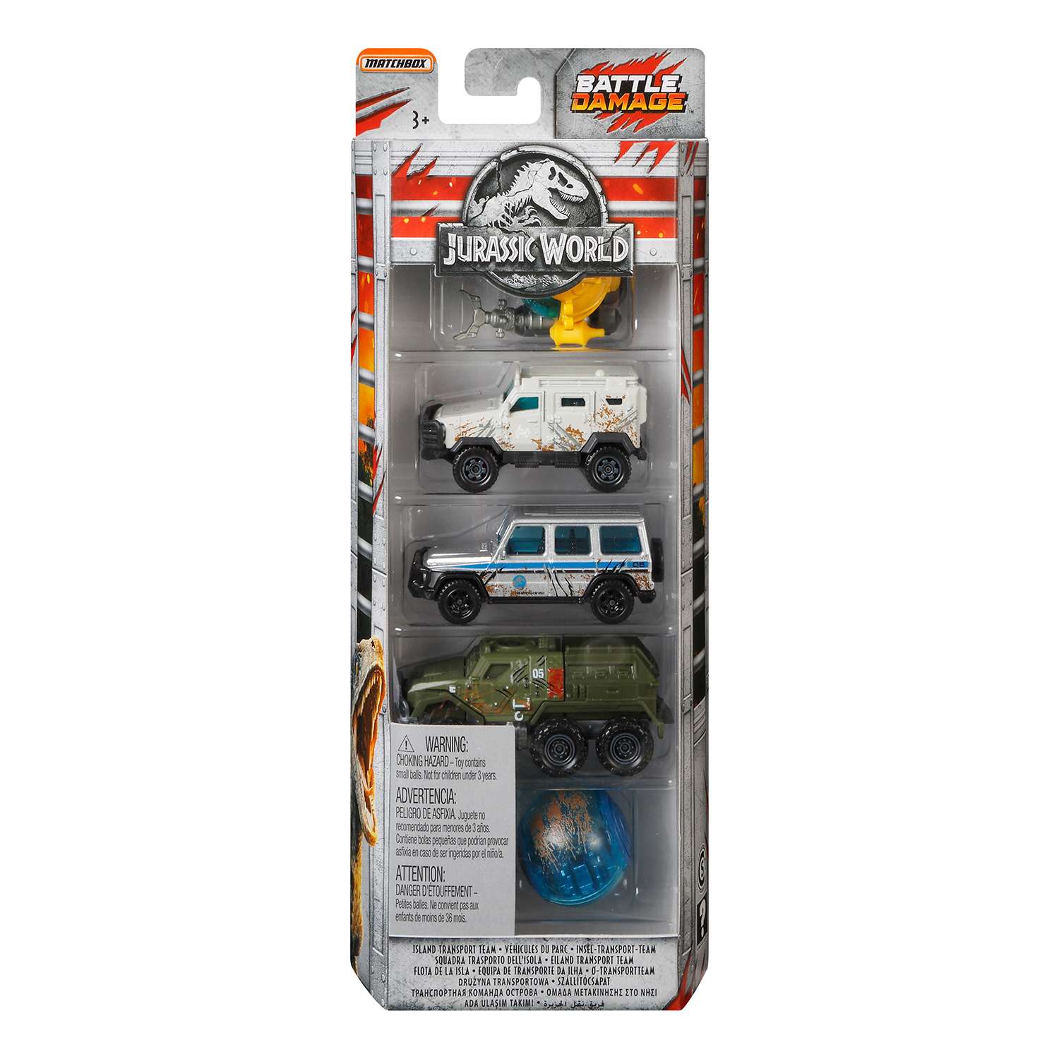 Набор машин Matchbox Jurassic World Боевые раны 5шт FVR67 - фото 2