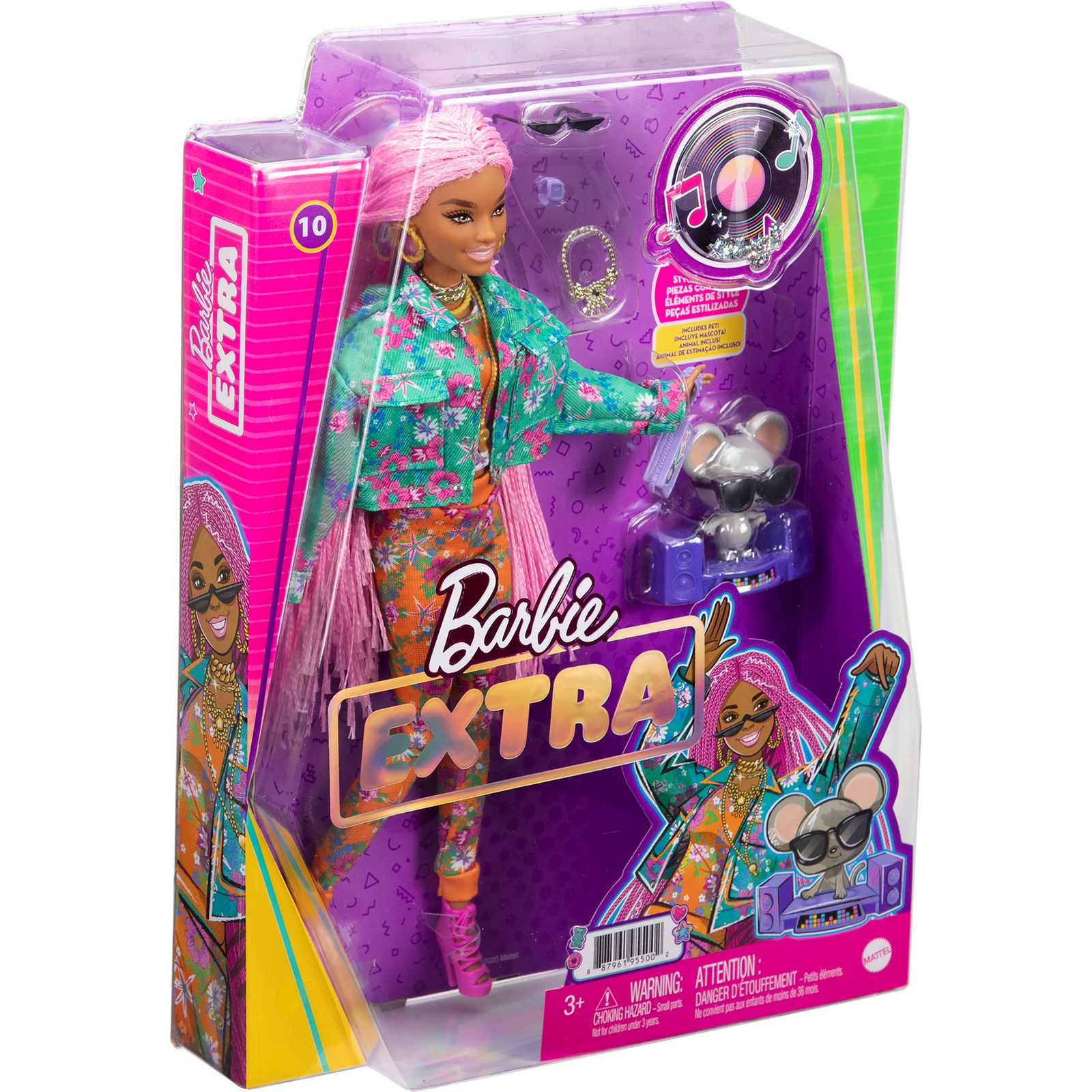 Кукла Barbie GXF09 Экстра с розовыми косичками