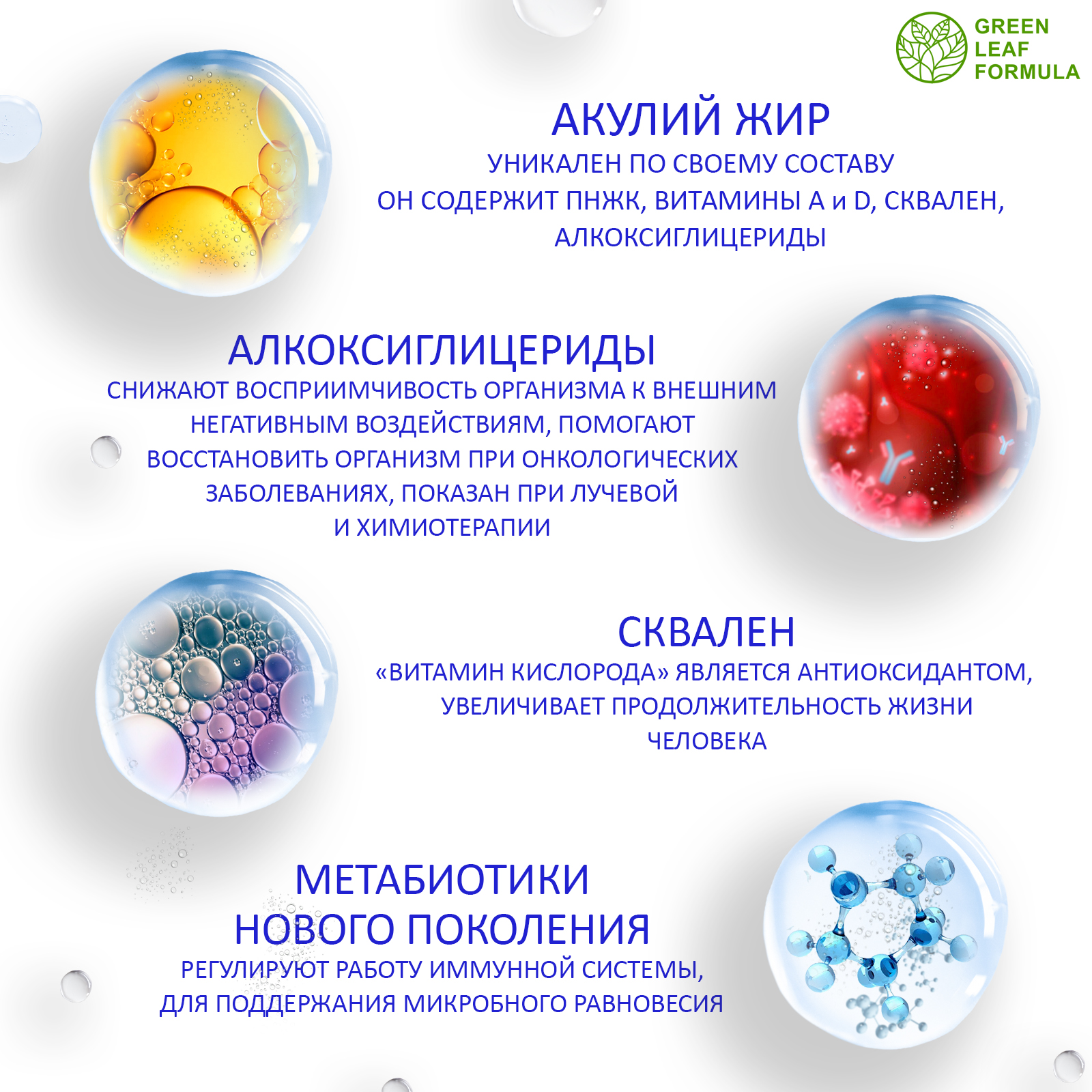 Масло печени акулы Green Leaf Formula с метабиотиками 2 банки по 60 капсул - фото 5