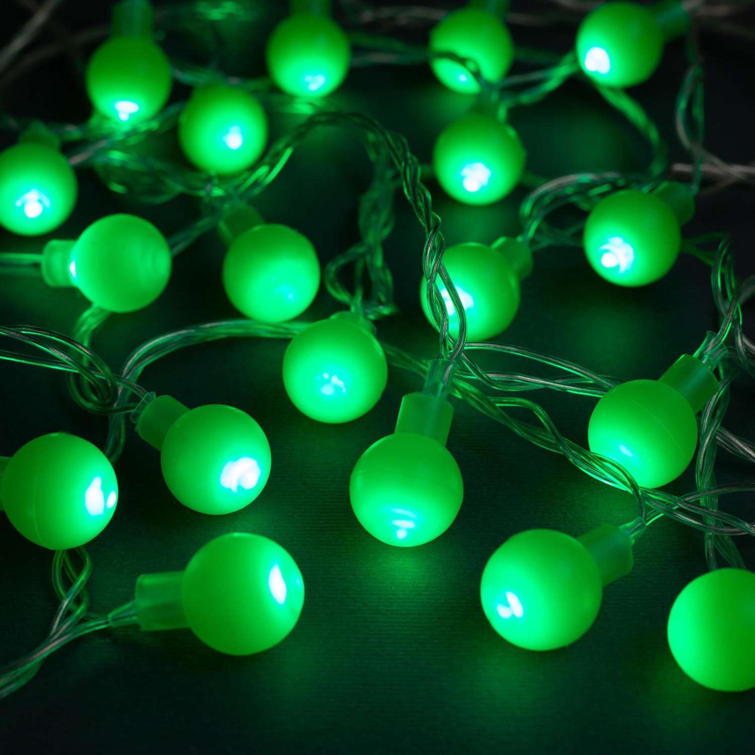 Гирлянда Luazon «Нить» «Шарики зелёные» IP20 прозрачная нить 30 LED свечение зелёное 8 режимов 220 В - фото 2