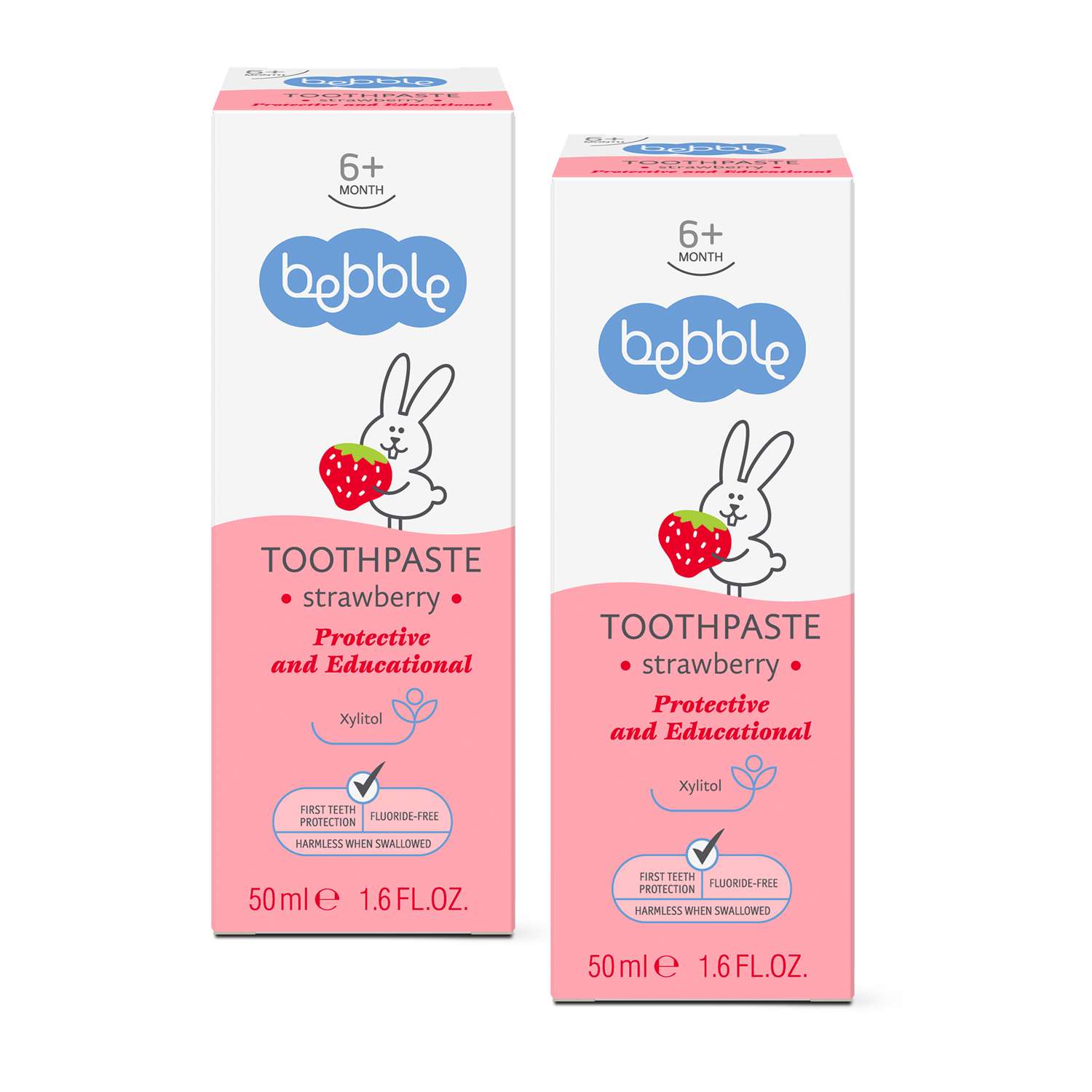 Зубная паста Bebble с ароматом клубники для детей 50 мл 1+1 - фото 1