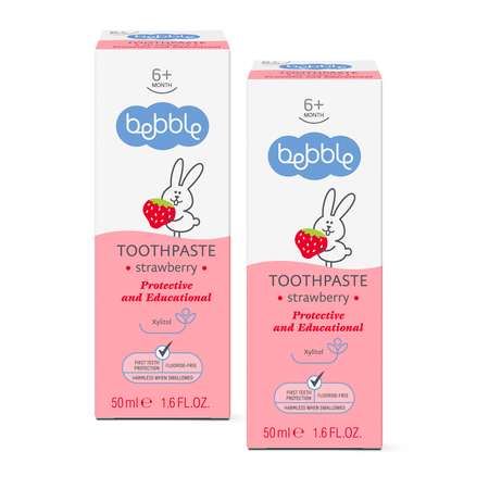 Зубная паста Bebble с ароматом клубники для детей 50 мл 1+1
