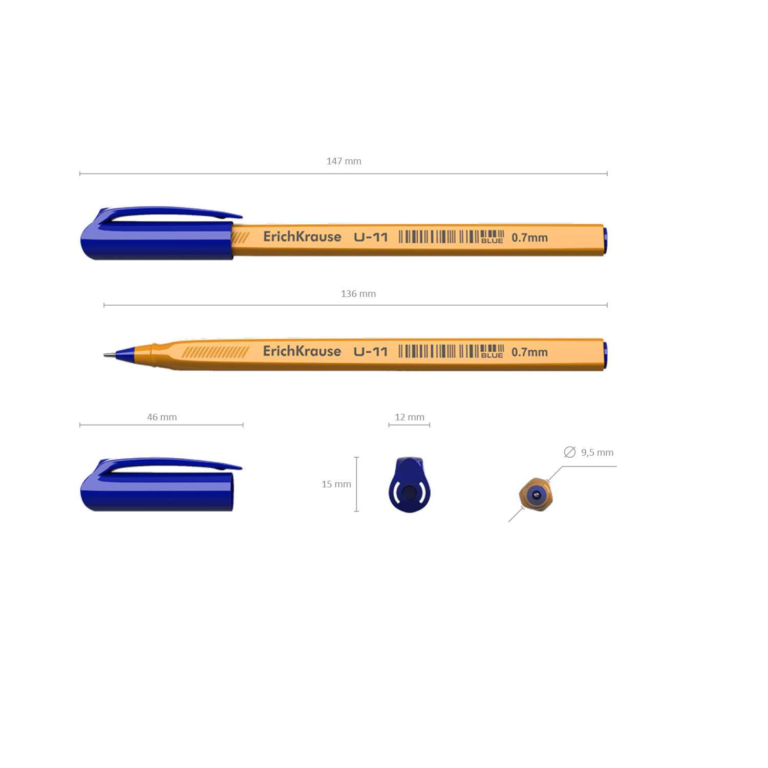 Шариковые ручки 3 шт ErichKrause Ultra Glide Technology U-11 Yellow - фото 2