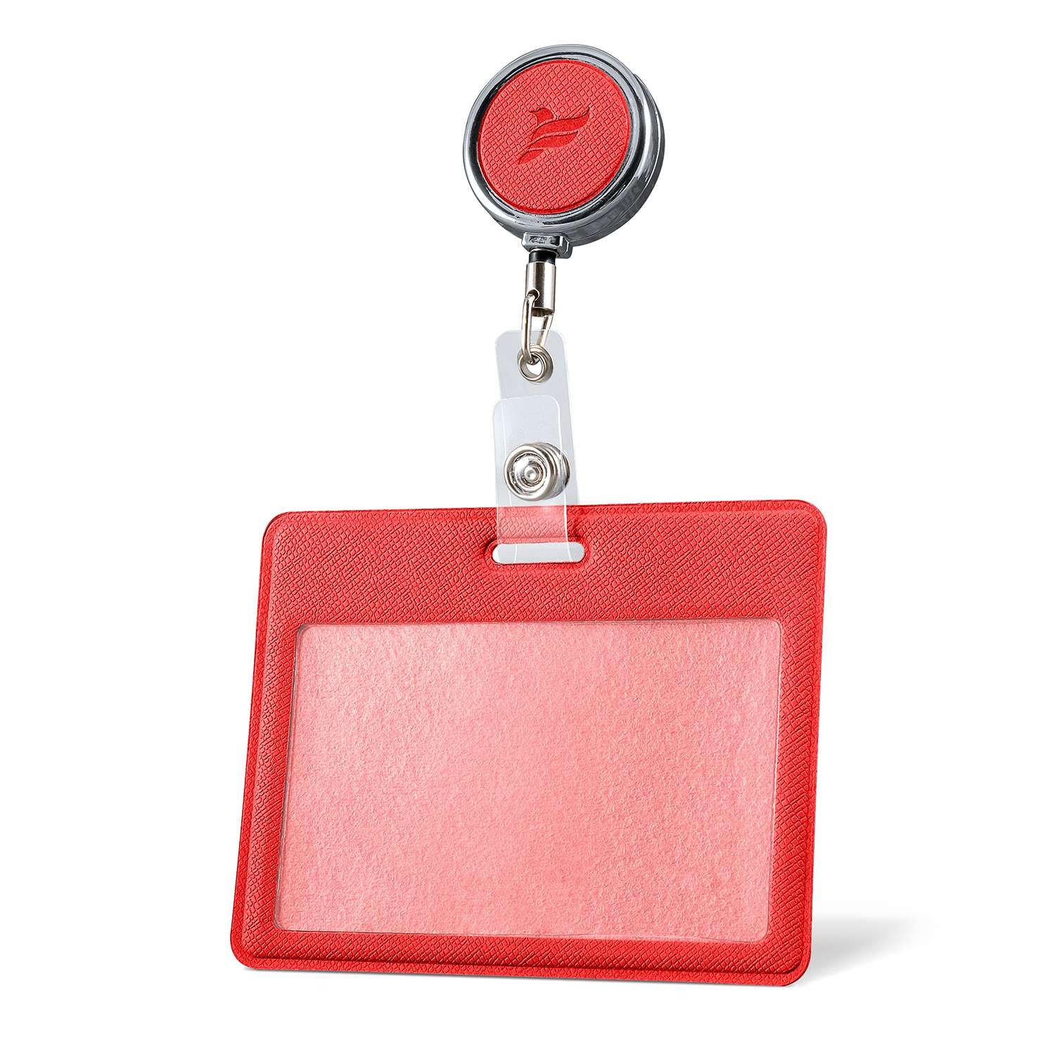Держатель для бейджа Flexpocket с металлическим ретрактором горизонтальный красный - фото 1
