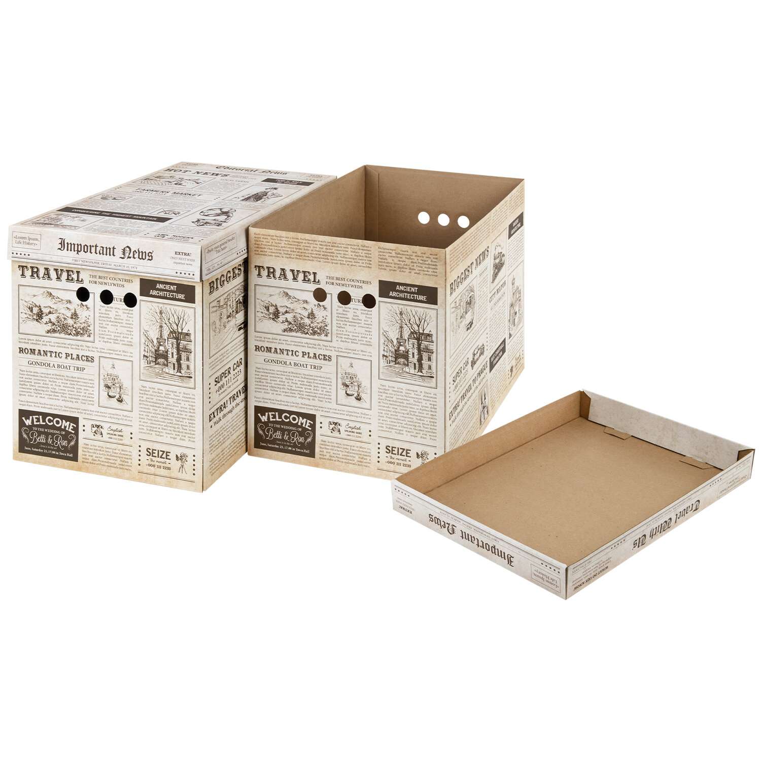Коробки картонные Brauberg для хранения вещей с крышкой 3 штуки - фото 9