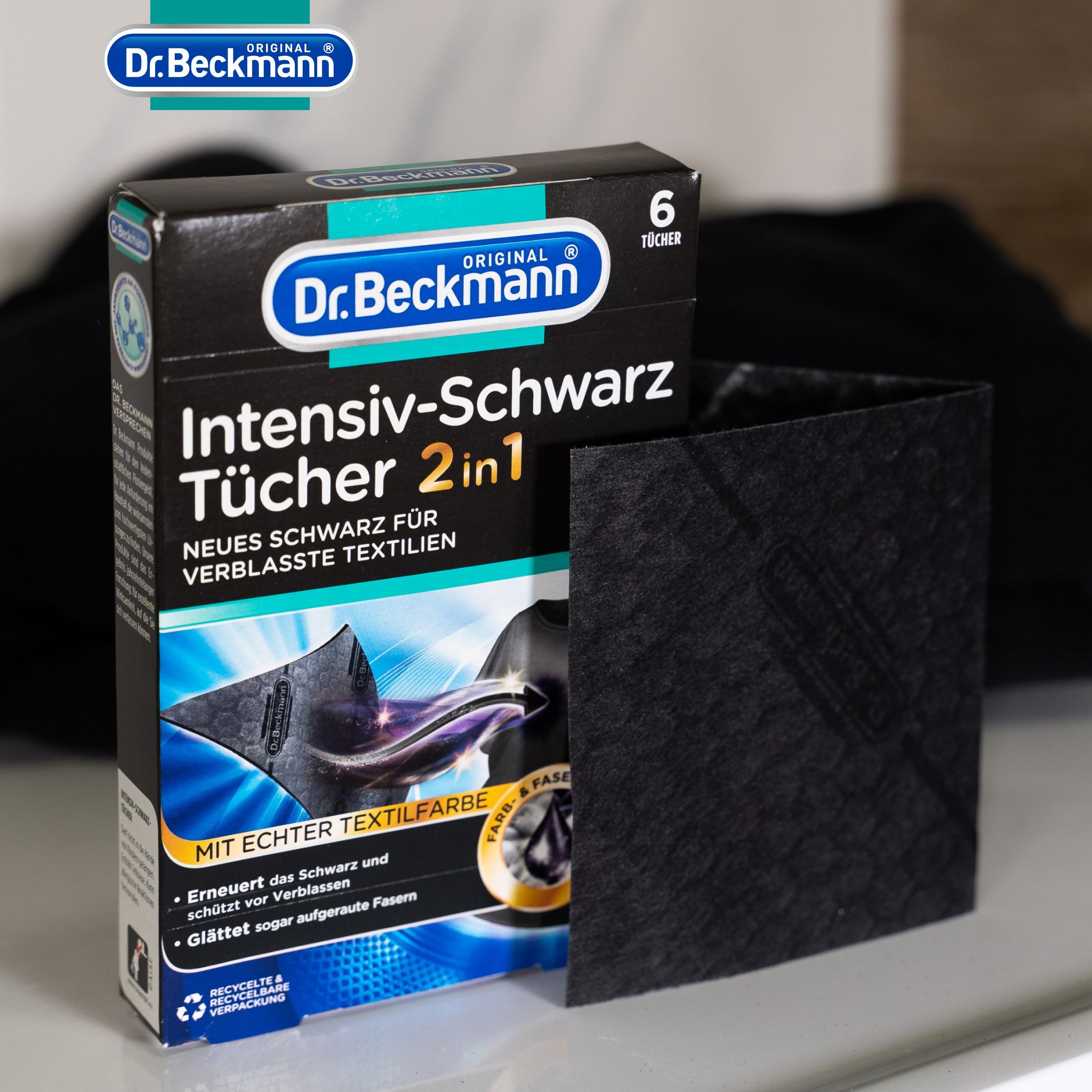 Пластины для обновления цвета Dr.Beckmann 6 шт Салфетки для стирки черного цвета - фото 4