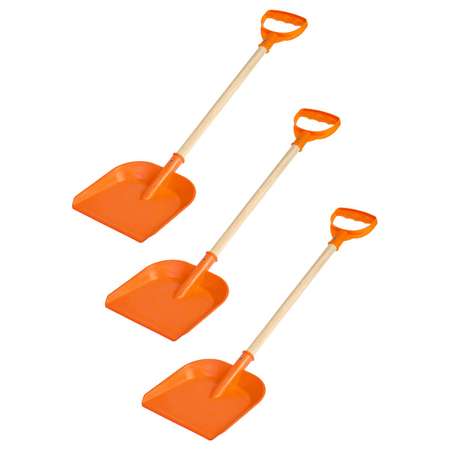 Набор детских лопат Задира для снега и песочницы с деревянной ручкой 60 см оранжевая - 3 шт
