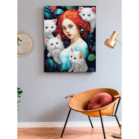 Алмазная мозаика Art on Canvas Девушка с котятами в ассортименте