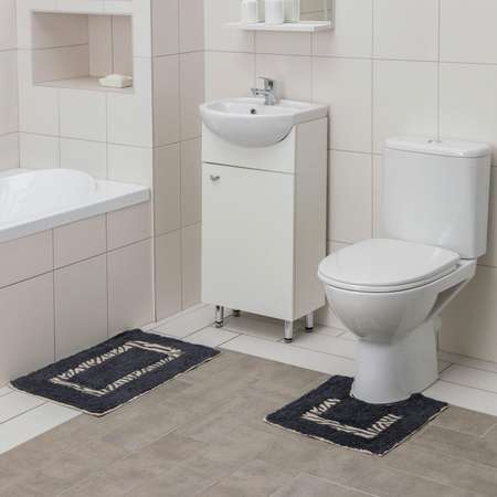 Набор ковриков Доляна для ванны и туалета «Зебра» 2 шт: 40×40 40×60 см 900 г/м2 100% хлопок