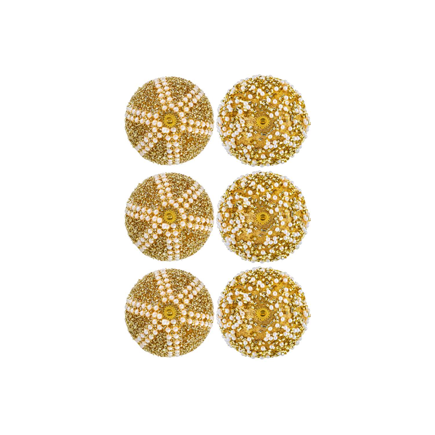 Набор Elan Gallery 6 новогодних шаров 8х8 см Жемчужины на золотом - фото 6