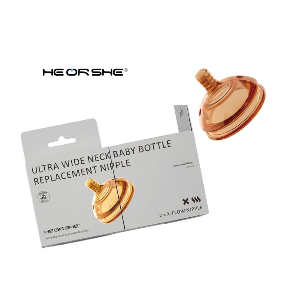 Соски для бутылочек сменные HEORSHE антиколиковые Ultra Wide Neck Nipple  Быстрый поток 2 шт F