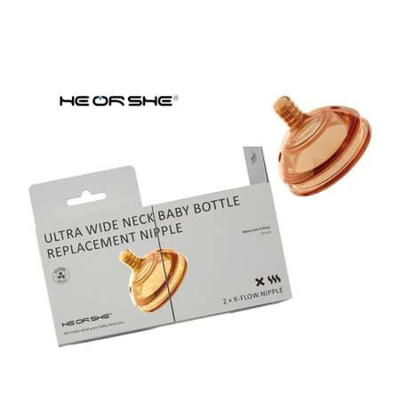 Соски для бутылочек сменные HEORSHE антиколиковые Ultra Wide Neck Nipple Быстрый поток 2 шт F