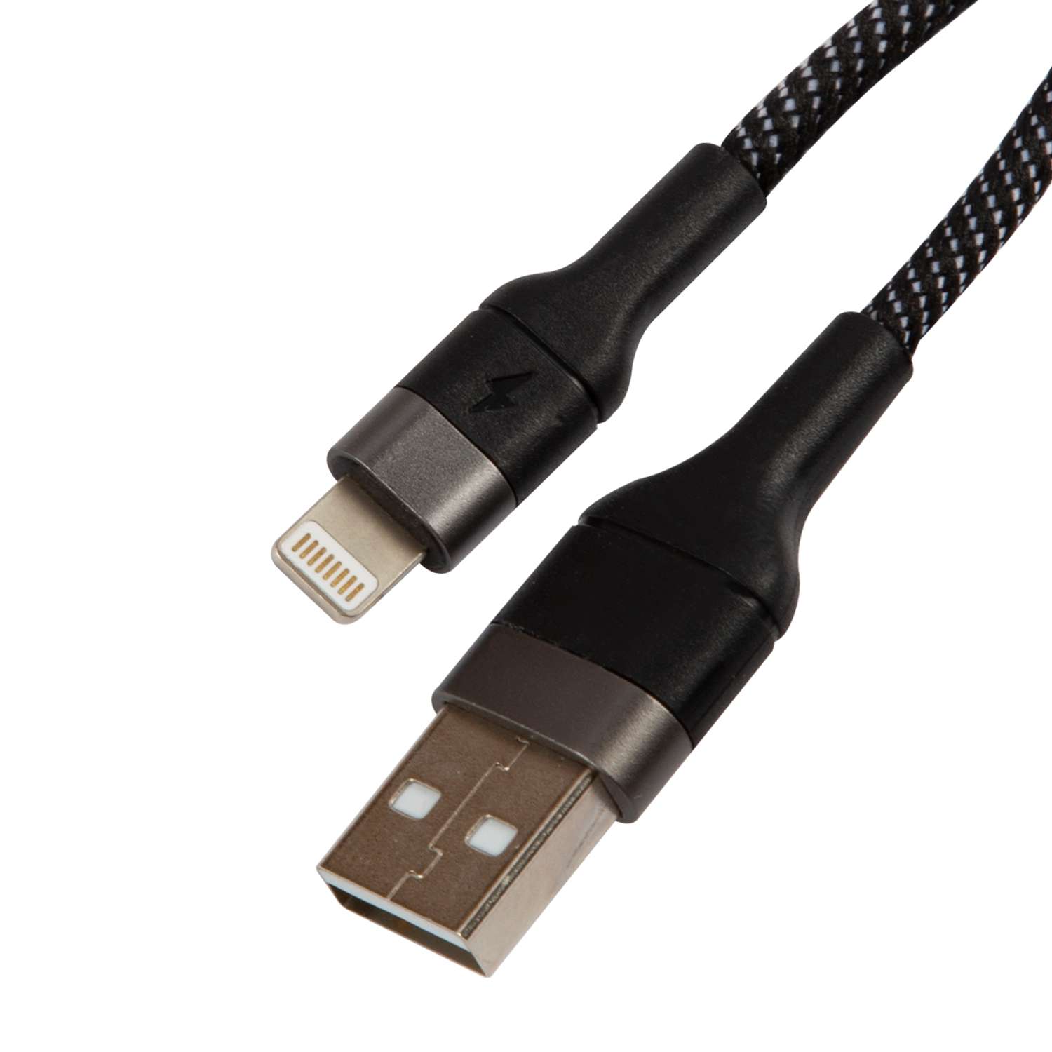 Дата-Кабель UNBROKE USB - Lightning 1.2 метра нейлоновая оплетка до 3A черно-серый - фото 2