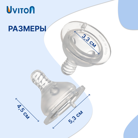 Соска на бутылочку Uviton с широким горлом Средний поток L 2шт ар 0220