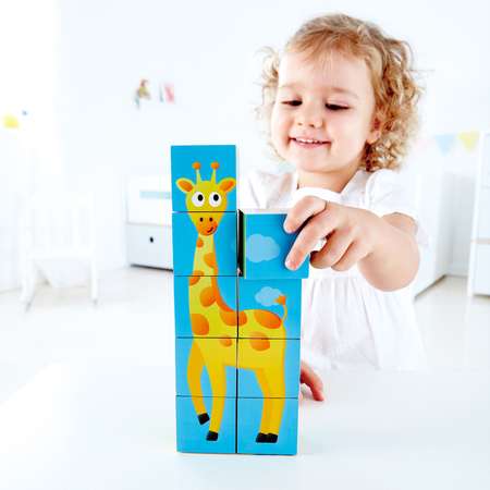 Детские деревянные кубики HAPE Джунгли 6 вариантов картинок E1619_HP