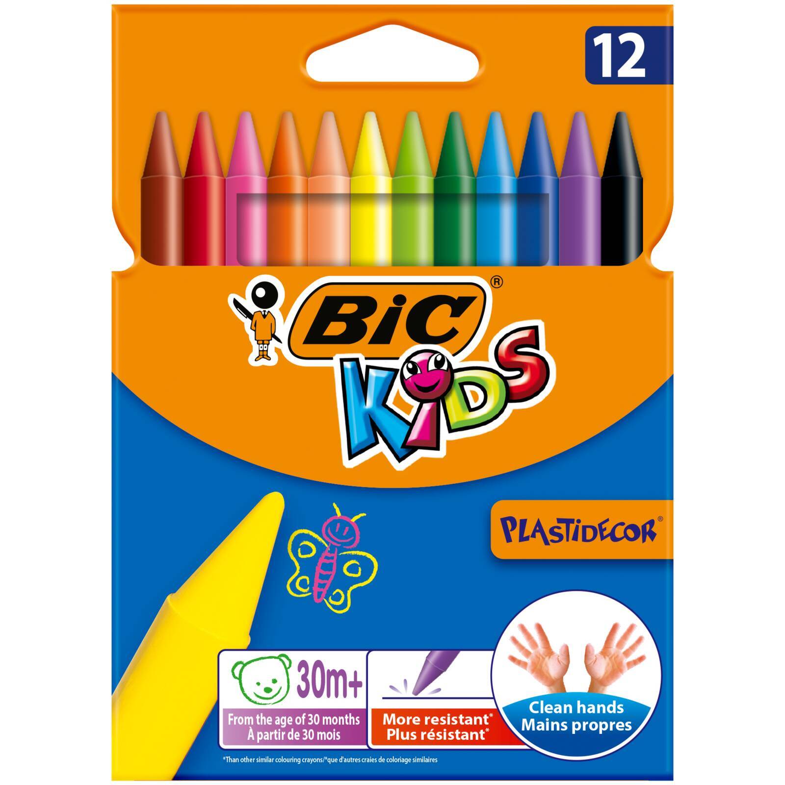 Восковые мелки BIC Plastidecor 12 цветов - фото 1