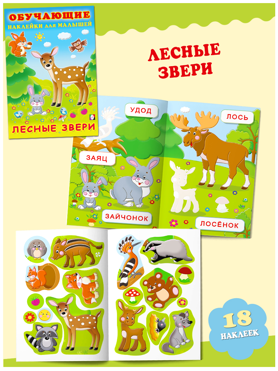 Комплект из 3 книг Фламинго Развивающие наклейки для детей и малышей с обучающим компонентом: Животный мир Транспорт - фото 4