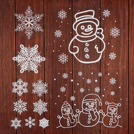 Набор Sima-Land наклеек «Новогодний» снеговички 34 3 х 35 6 см