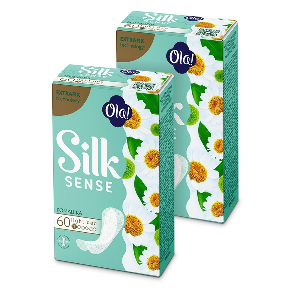 Прокладки ежедневные женские Ola! Silk Sense Daily Ромашка 2 упаковки по 60 шт - фото 1